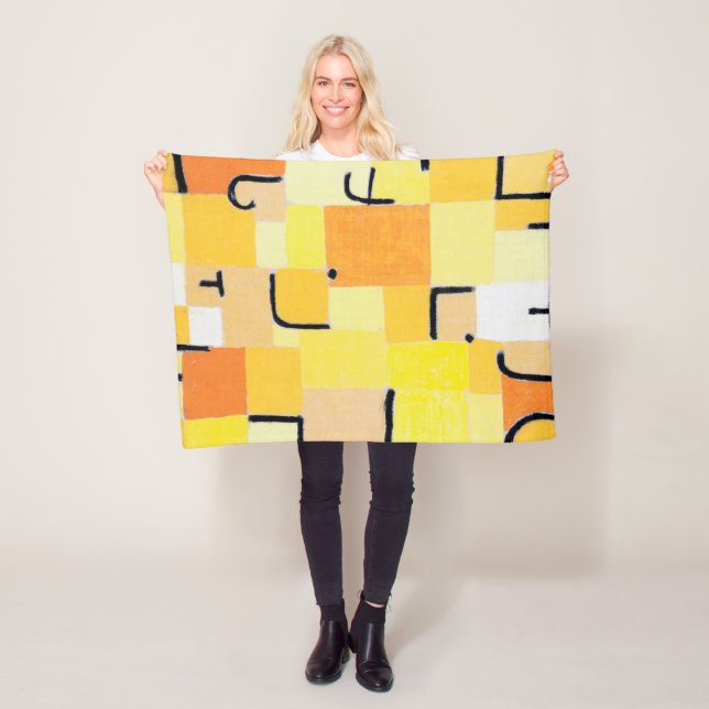 Signs in Yellow, Paul Klee Fleece Blanket (In Situ)