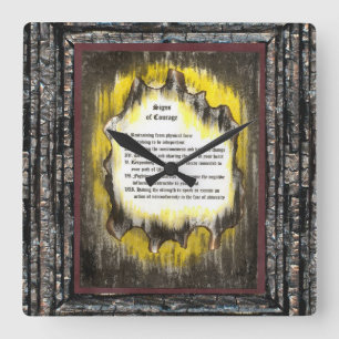 Signs of Courage Square Wall Clock