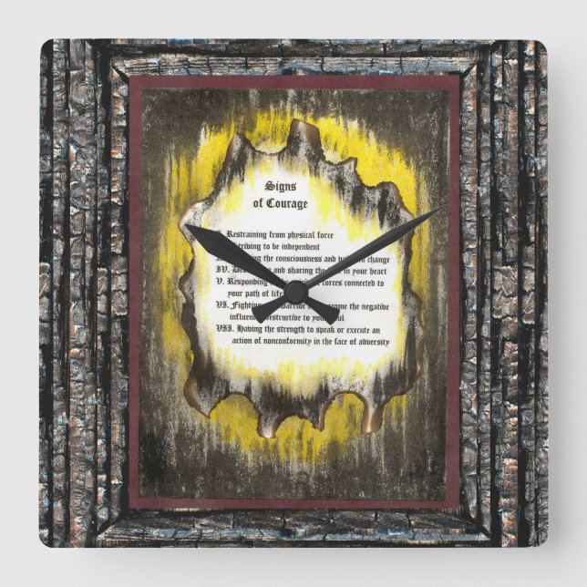Signs of Courage Square Wall Clock (Front)