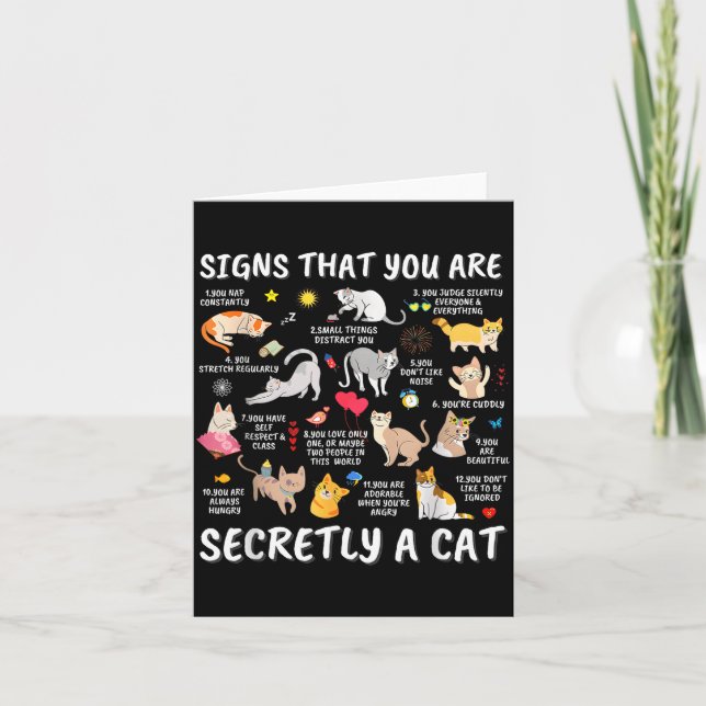 Signs That You Are Secretly A Cat  Card (Front)