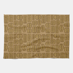 Signs with Wine Names by Natasha Us Tea Towel