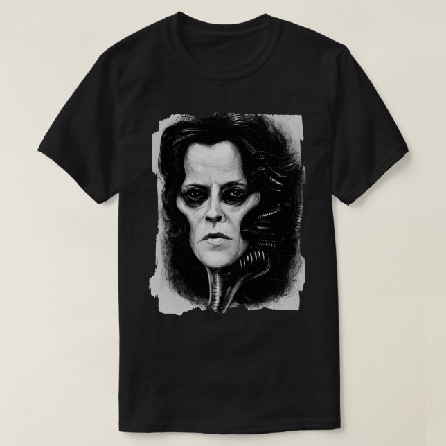 Sigourney Weaver Giger Style T-Shirt (Design Front)