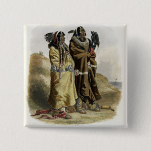 Sih-Chida and Mahchsi-Karehde, Mandan Indians, pla 15 Cm Square Badge