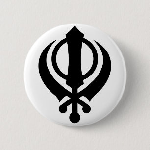Sikh Khanda Black 6 Cm Round Badge