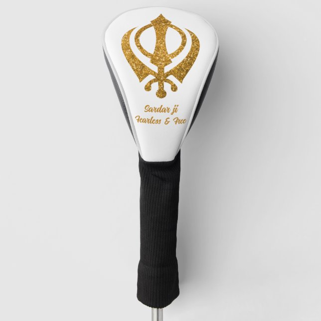 Sikh Khanda "Fearless & Free" Golf Head Cover (Front)