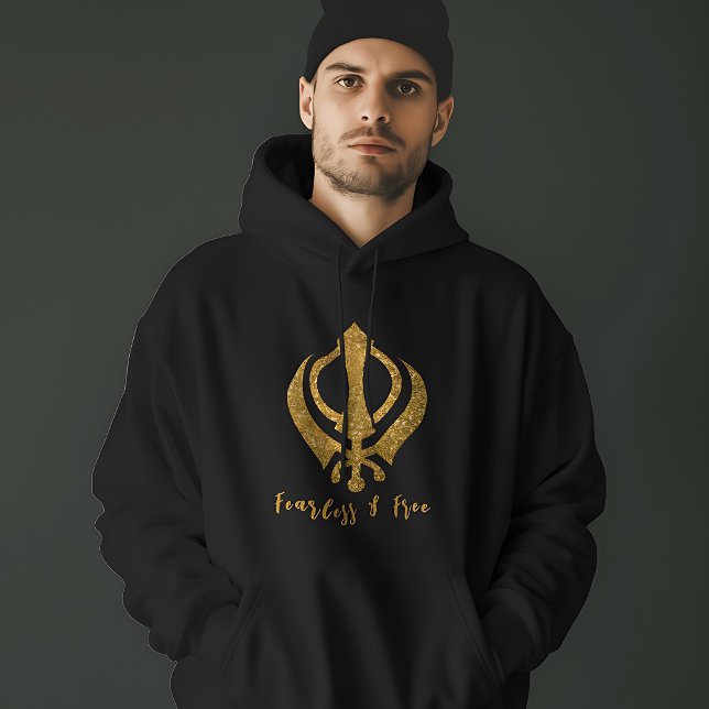 Sikh Khanda "Fearless & Free"  Hoodie (Creator Uploaded)