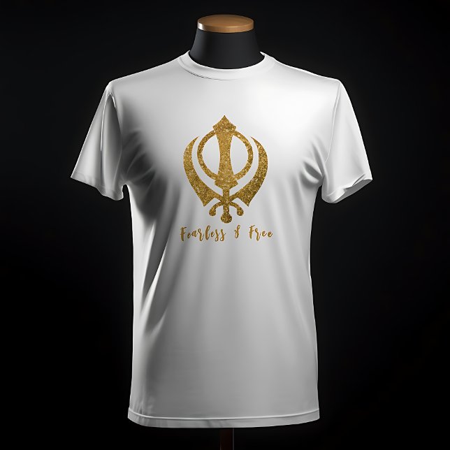 Sikh Khanda "Fearless & Free"  T-Shirt (Creator Uploaded)