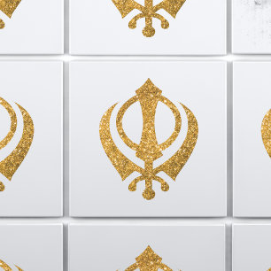 Sikh Khanda Glittery Symbol Ceramic Tile