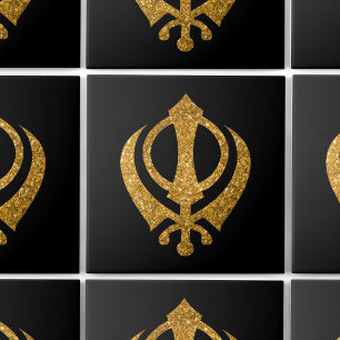 Sikh Khanda Glittery Symbol Ceramic Tile