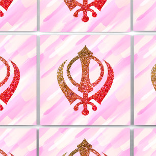 Sikh Khanda Glittery Symbol Ceramic Tile