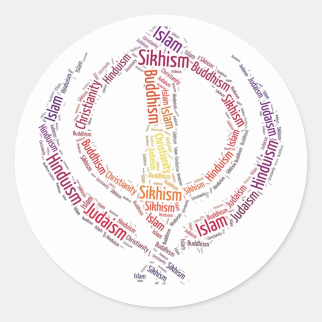 Sikh khanda symbol unique design classic round sticker (Front)