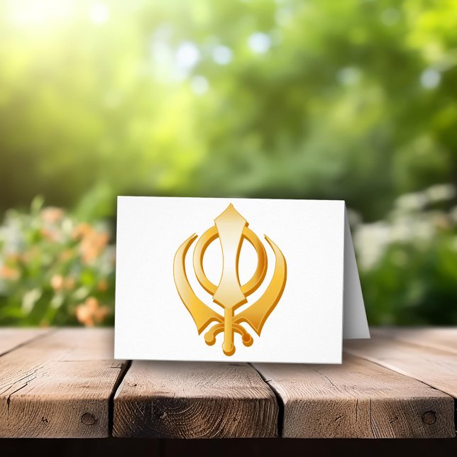 Sikh Symbol (Sikh Greeting Card, Gold Khanda, symbol of the Sikh religion. Customize with your text or message.)