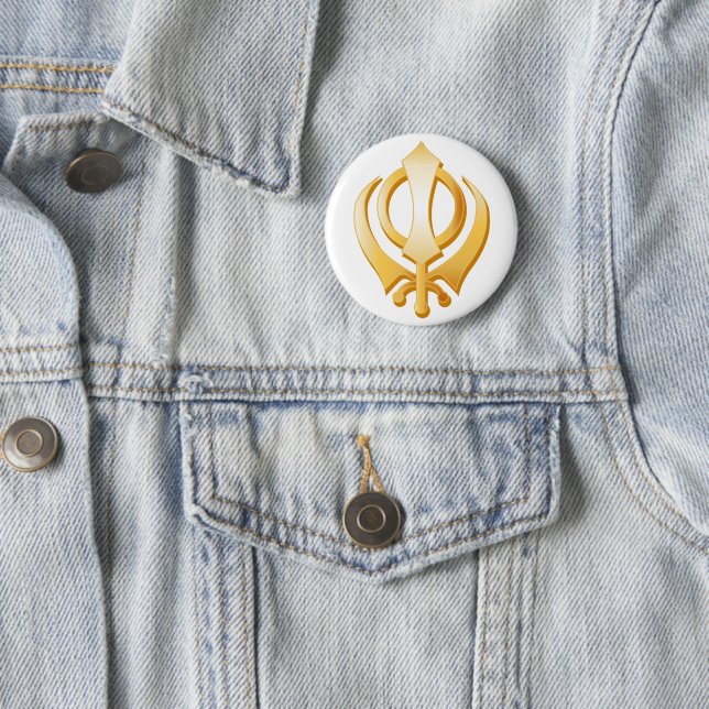 Sikh Symbol 6 Cm Round Badge (In Situ)