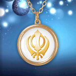 Sikh Symbol Gold Plated Necklace<br><div class="desc">Gold Khanda,  symbol of the Sikh religion. ***Please note gold colour on artwork is not metallic.***   More products with this design are available in this store's Sikh Category.</div>