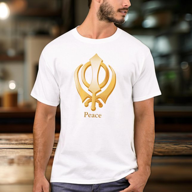 Sikh Symbol T-Shirt (Gold Khanda, symbol of the Sikh religion. Customize with your name, organization, event or message. )