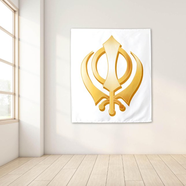 Sikh Symbol Tapestry (Gold Khanda Tapestry, symbol of the Sikh religion. )