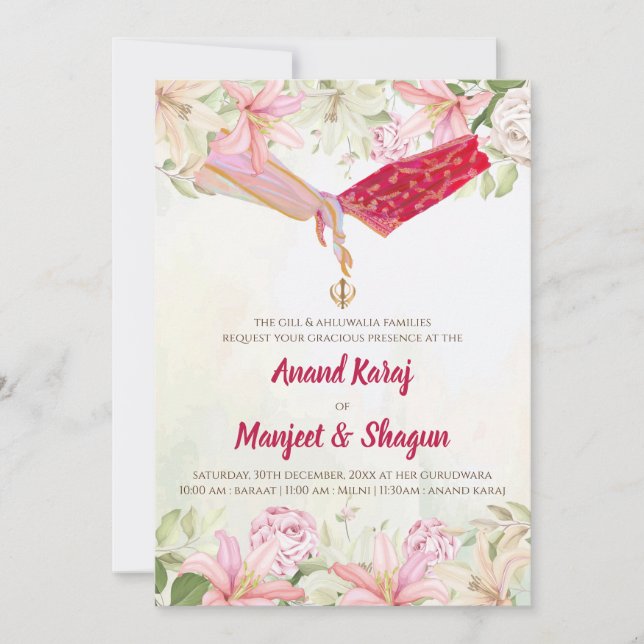Sikh wedding cards & Digital Punjabi invitations (Front)