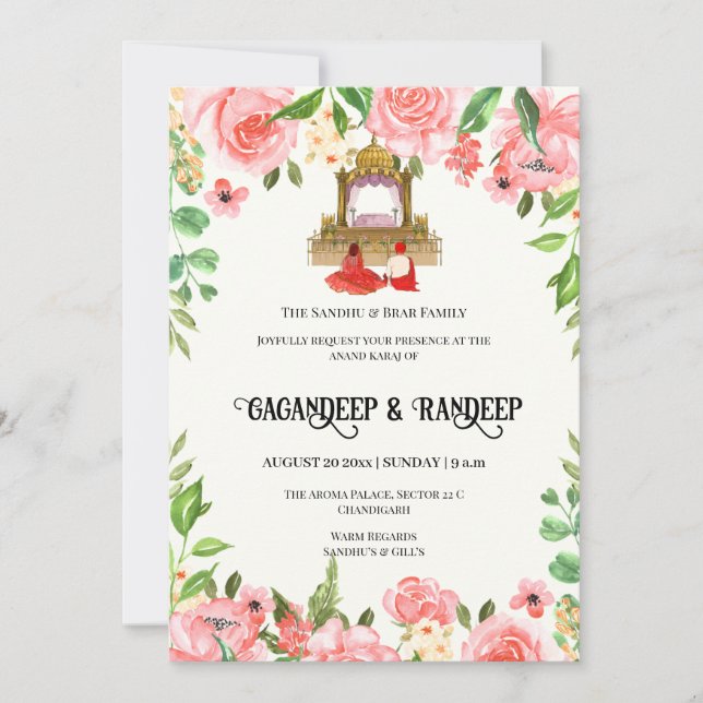 Sikh wedding cards Punjabi wedding invitation (Front)