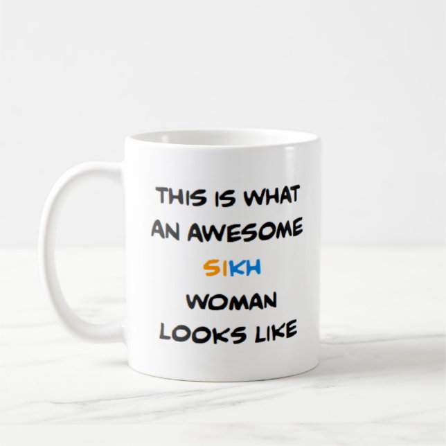 sikh woman, awesome coffee mug (Left)
