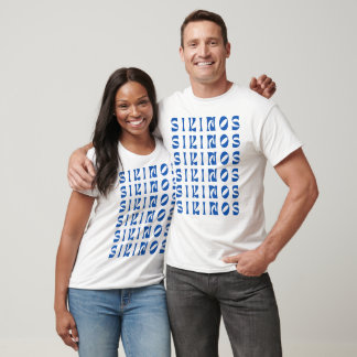 SIKINOS Blue Text Pattern T-Shirt