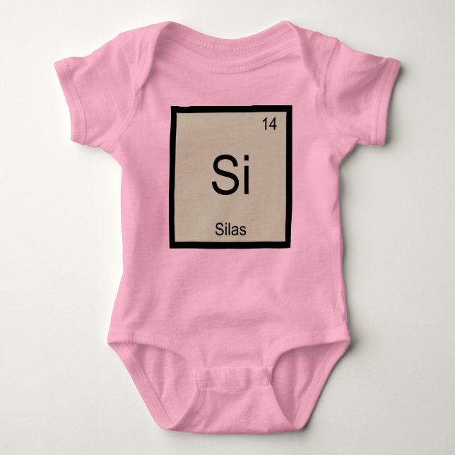 Silas Name Chemistry Element Periodic Table Baby Bodysuit (Front)