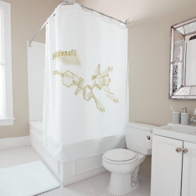 Sildenafil erectile dysfunction drug gold formula shower curtain (In Situ)