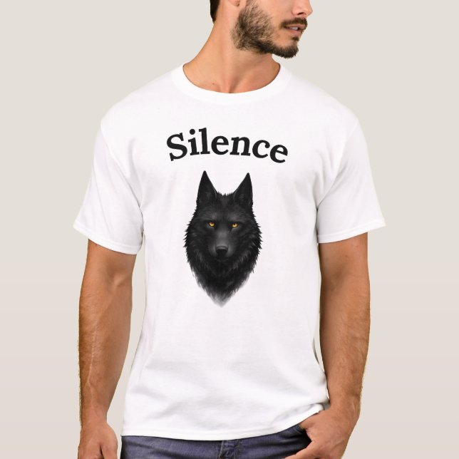 Silence Black Wolf Graphic T-Shirt (Front)