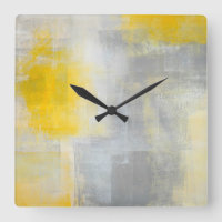 'Silence' Grey and Yellow Abstract Art