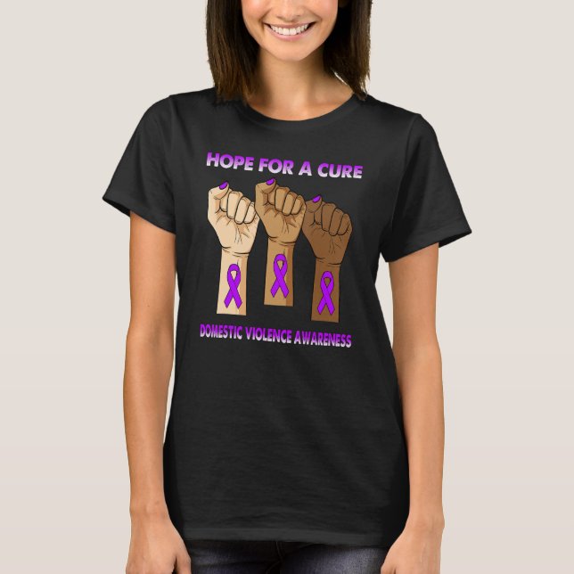 Silence Hand Hope For A Cure Domestic Violence Awa T-Shirt (Front)