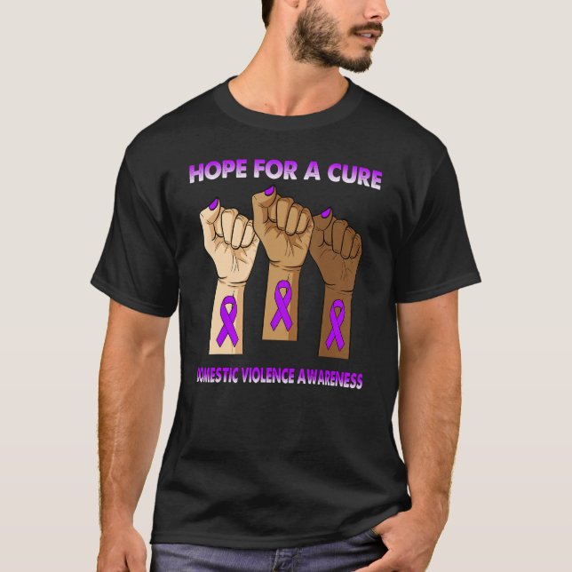Silence Hand Hope For A Cure Domestic Violence Awa T-Shirt (Front)