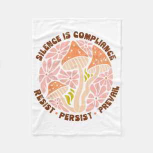 Silence Is Compliance, Resist, 86 47, Boho Floral  Fleece Blanket