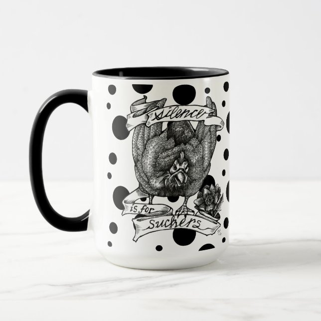SILENCE IS FOR SUCKERS: Guinea Art (polka dots) Mug (Left)