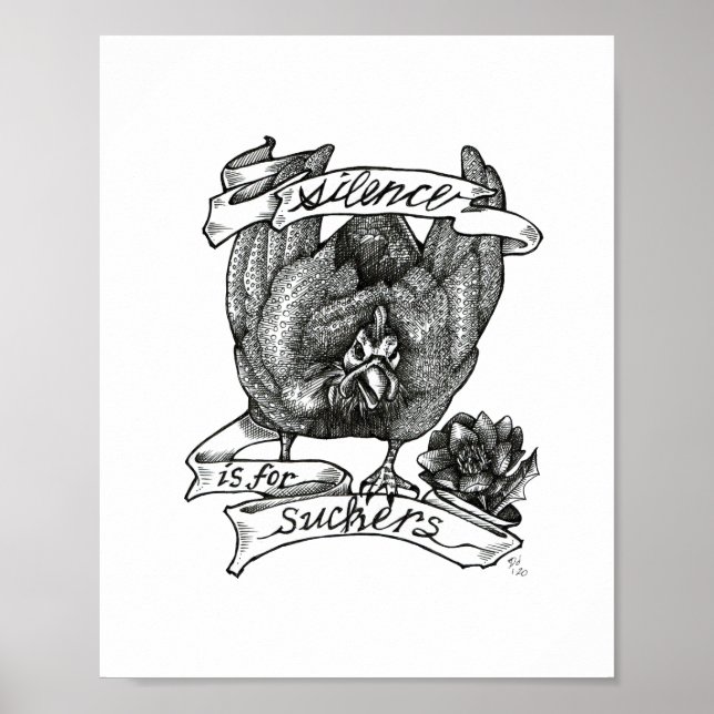 SILENCE IS FOR SUCKERS: Guinea Tattoo Art Poster (Front)