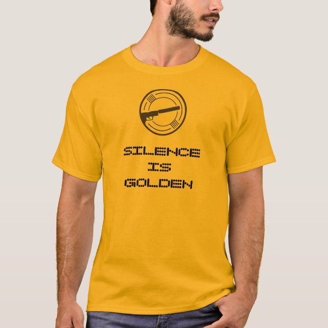 "Silence is Golden" Silencer News tee (Front)