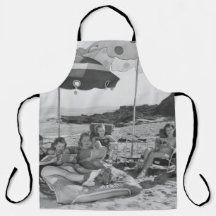 Silence is goldenbeach, vintage, retro, book, peop apron