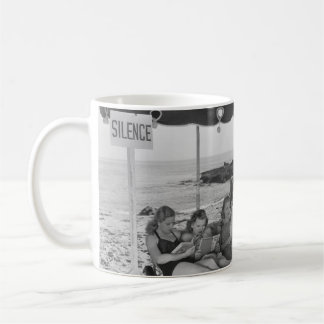 Silence is goldenbeach, vintage, retro, book, peop coffee mug