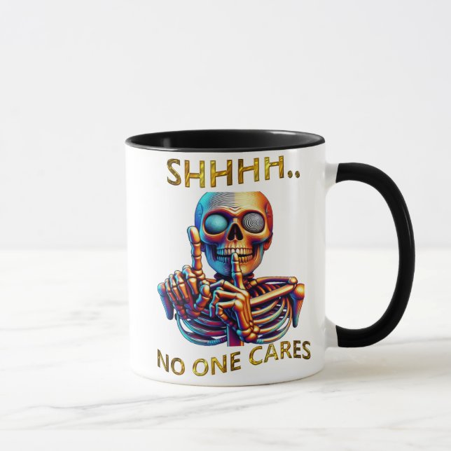 Silence Speaks Volumes Colourful Skeletal Figure Mug (Right)