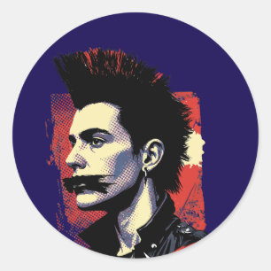 Silenced Punk Taped Mouth Mohawk Man Classic Round Sticker