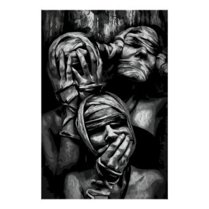 Silenced Shadows: Abstract Faces Poster
