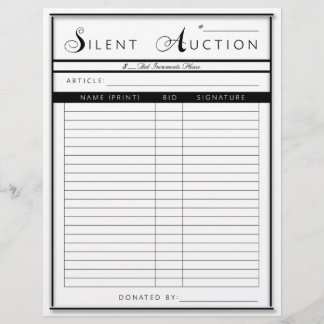 Silent Auction Form - Letter Sized Paper