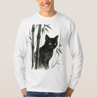 【Silent Bamboo Cat – Zen Black Cat Art】 T-Shirt