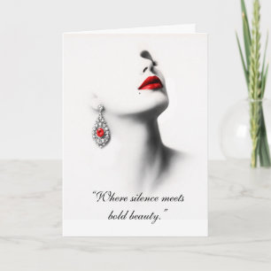 Silent Beauty – Monochrome Charcoal Art with Red Card