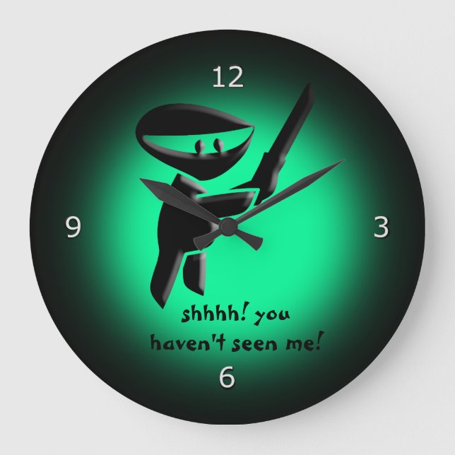 Silent black ninja assassin, armed and dangerous large clock (Front)