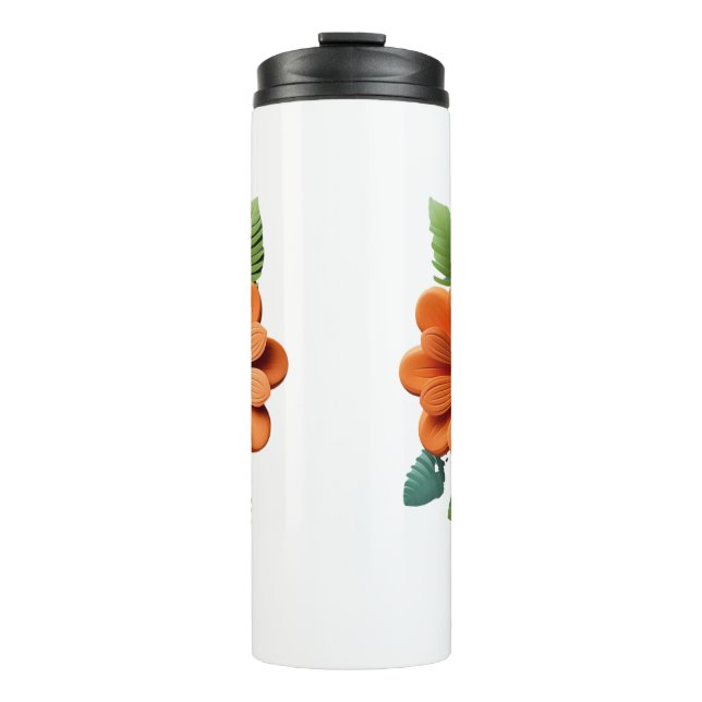 Silent Bloom Sculpted Petals Floral Reverie Ember  Thermal Tumbler (Front)