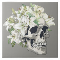 Silent Bloom: Skull & White Lilies