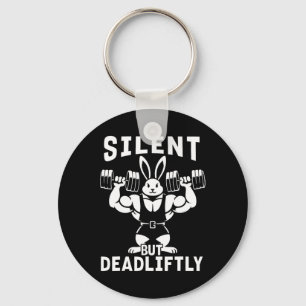 Silent But Deadliftly Funny Rabbit Weightlifting F Key Ring