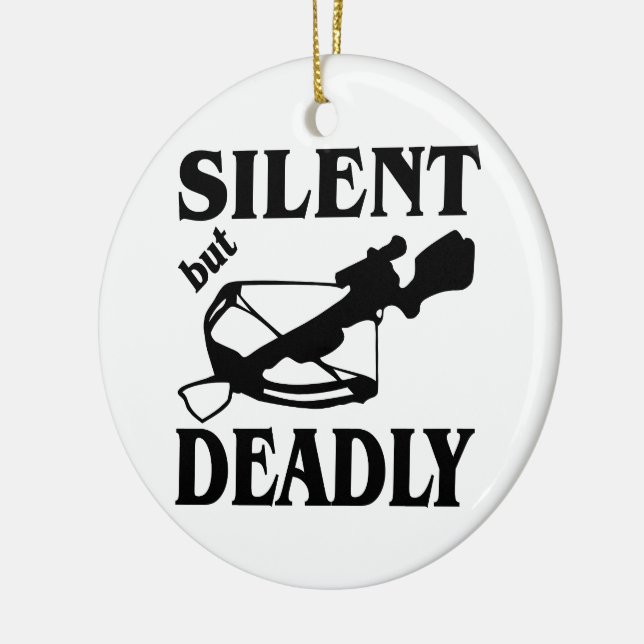 Silent But Deadly CrossBow Hunting Ceramic Tree Decoration (Left)