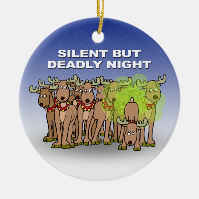 Silent But Deadly Night Ceramic Tree Decoration (Front)