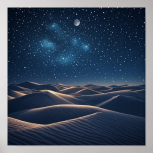 Silent Desert Under Starlight Poster