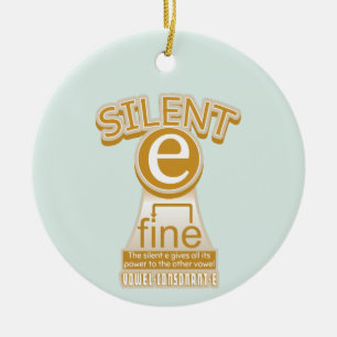 Silent E English Language Phonics Rule Ceramic Ornament